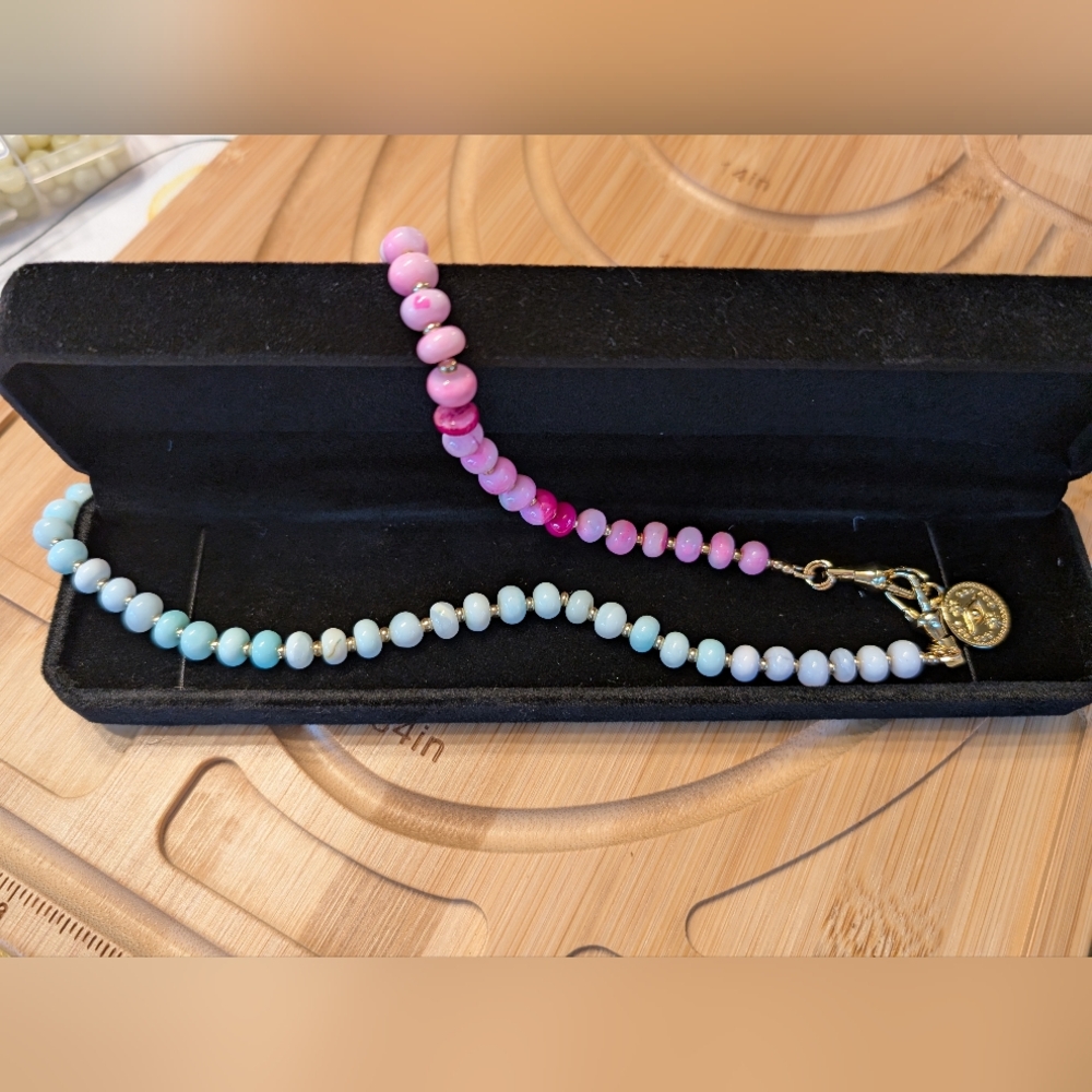 Colorful Beaded Necklace with Gold Charm - Picture 3 of 6